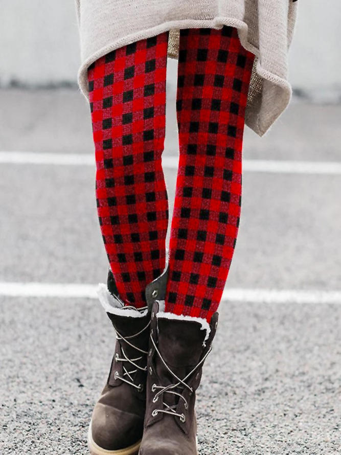 

Leggings Plaid Elastic Waist Skinny Leggings in Plaid. Size: ,M,L,XL