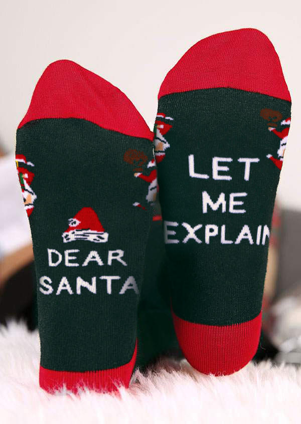 

Crew Socks Dear Santa Let Me Explain Crew Socks in Red. Size