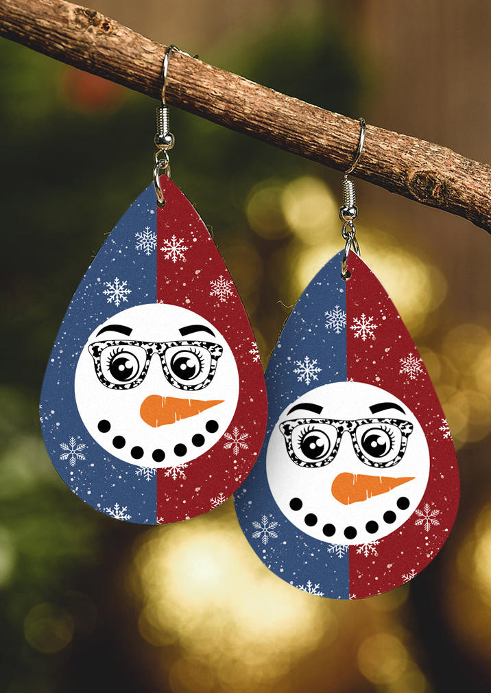 

Earrings Christmas Color Block Snowman Snowflake Earrings in Multicolor. Size