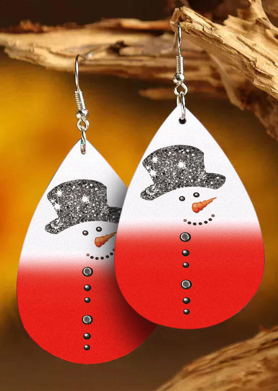 

Earrings Christmas Snowman Gradient Earrings in Red. Size