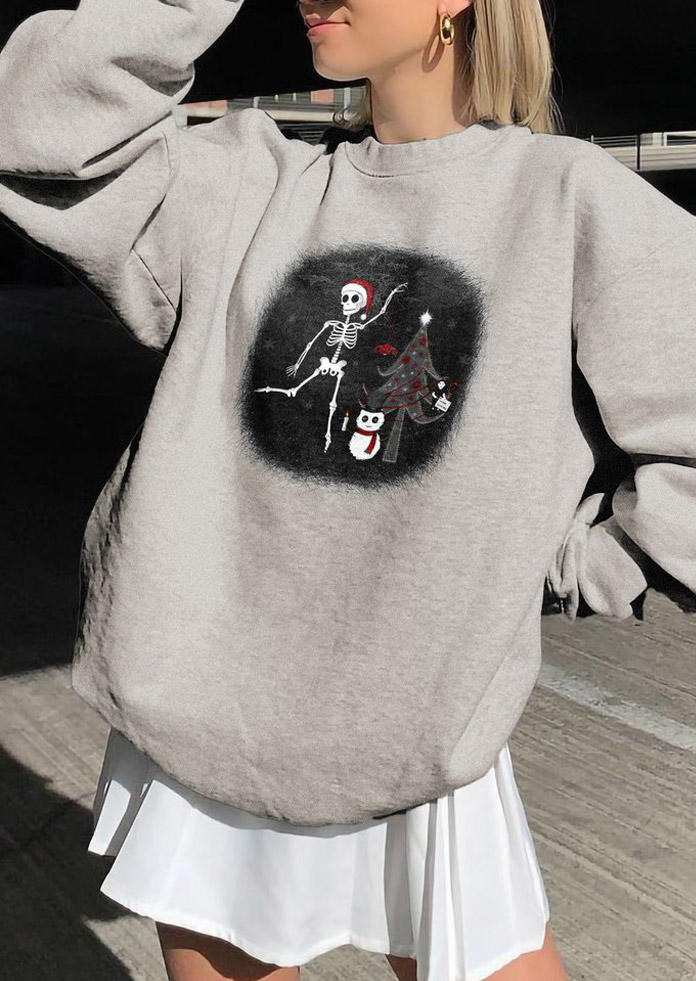 

Sweatshirts Christmas Tree Snowman Skeleton Sweatshirt in Light Grey. Size: ,M,L,XL