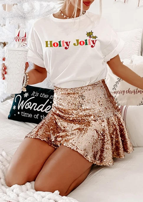 

T-shirts Tees Holly Jolly O-Neck T-Shirt Tee in White. Size: ,M,L,XL