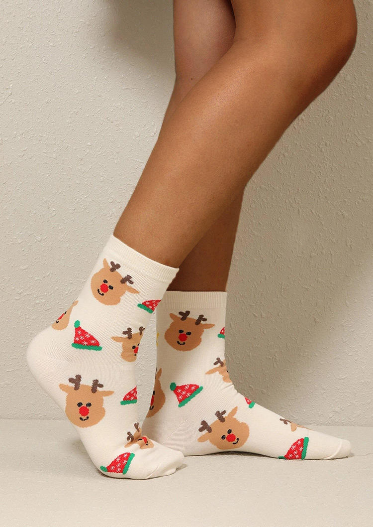

Crew Socks Christmas Gingerbread Man Reindeer Crew Socks in Black,Beige. Size