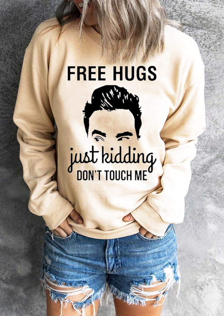 Free Hugs Just Kidding Don't Touch Me Sweatshirt - Light Yellow