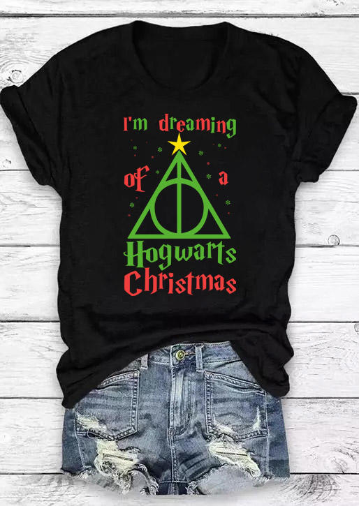 

T-shirts Tees I' Dreaming Of A Hogwarts Christmas T-Shirt Tee in Black. Size: ,L