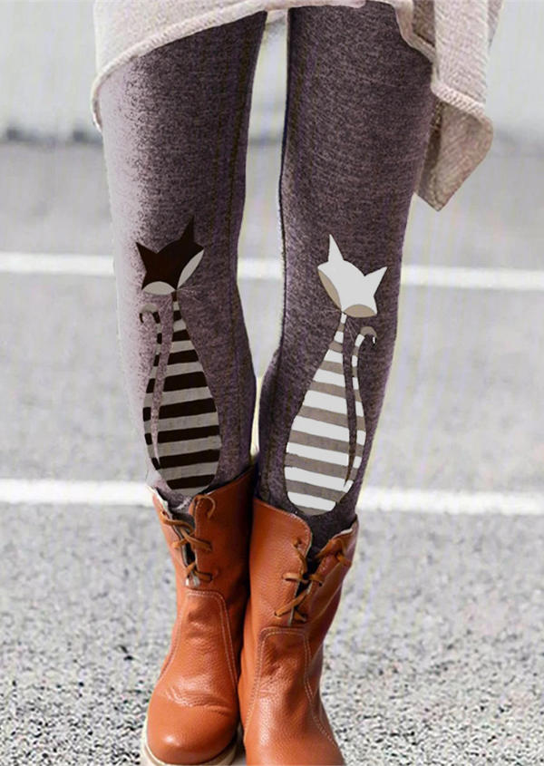 

Leggings Fox Elastic Waist Skinny Leggings in Gray. Size: ,M,L,XL