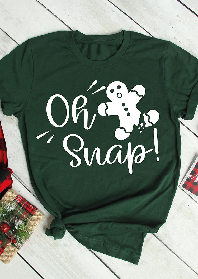 T-shirts Tees Gingerbread Man Oh Snap T-Shirt Tee - Dark Green in Green. Size: M,S