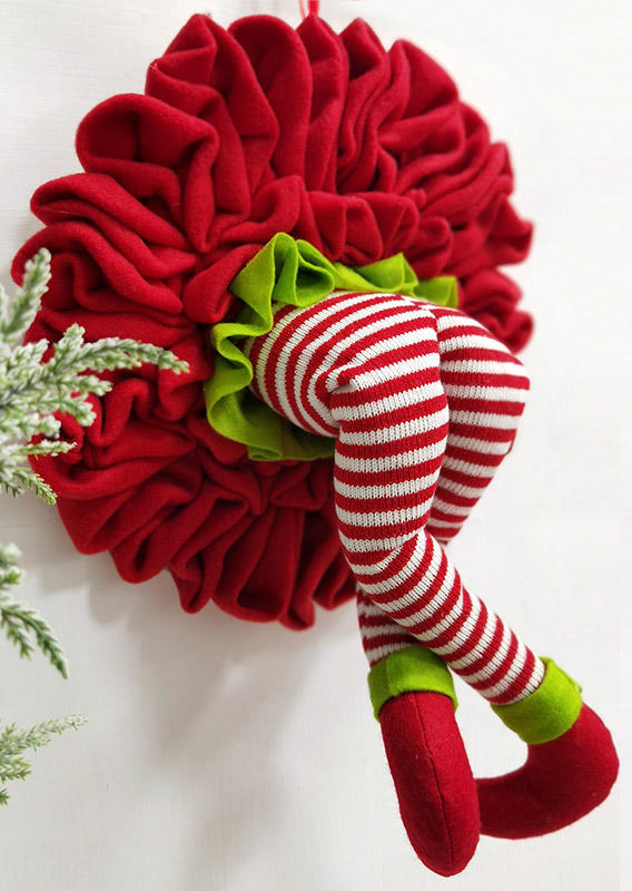 

Christmas Decoration Christmas Wreath Striped Legs Ornament in Green,Red. Size