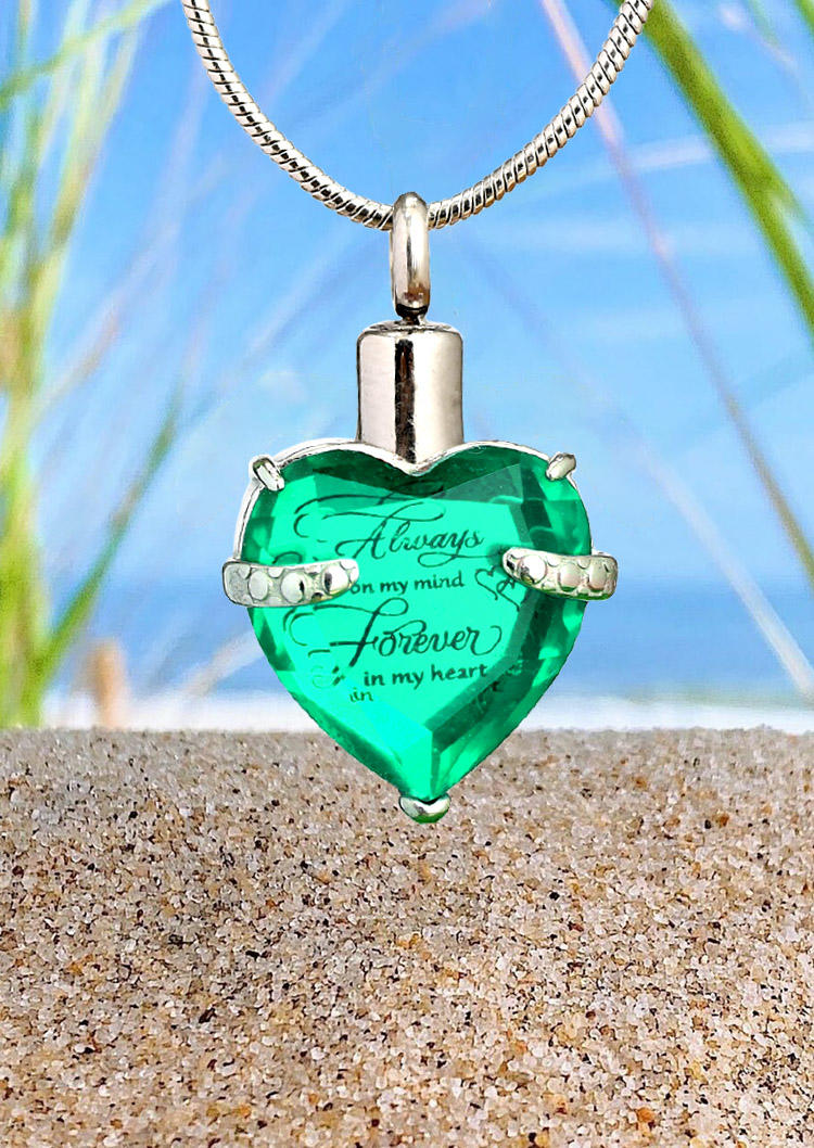 

Necklaces Valentine Always In My Heart Pendant Necklace in Green,Purple,Red. Size