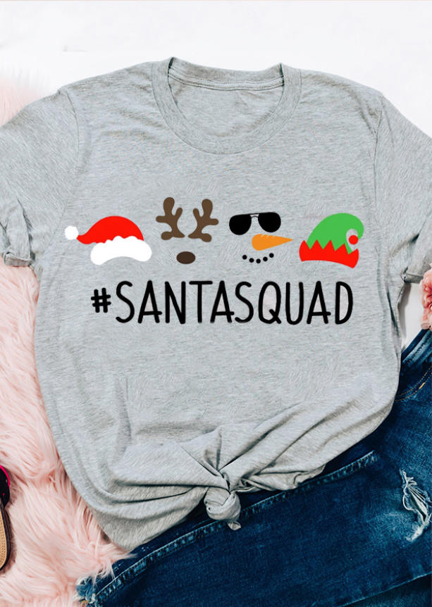

T-shirts Tees Christmas Santa Squad T-Shirt Tee in Light Grey. Size: ,M,L,XL