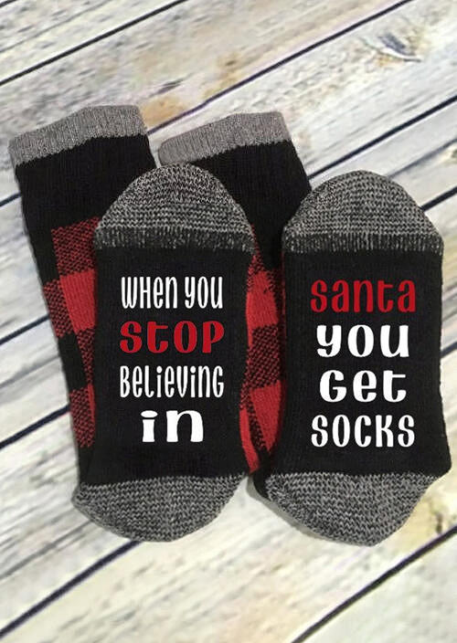 

Crew Socks When You Stop Believing In Santa You Get Socks in Black. Size