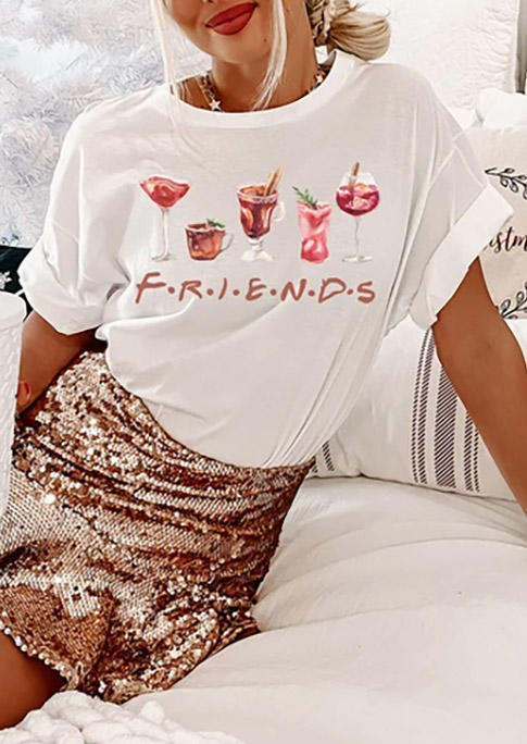 

T-shirts Tees Friends Wine Juice T-Shirt Tee in White. Size: ,M,L,XL