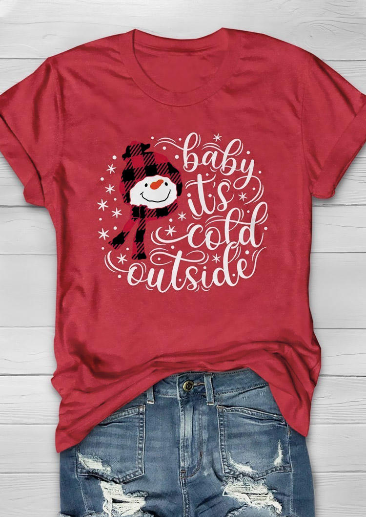 T-shirts Tees Baby It's Cold Outside T-Shirt Tee in Red. Size: S