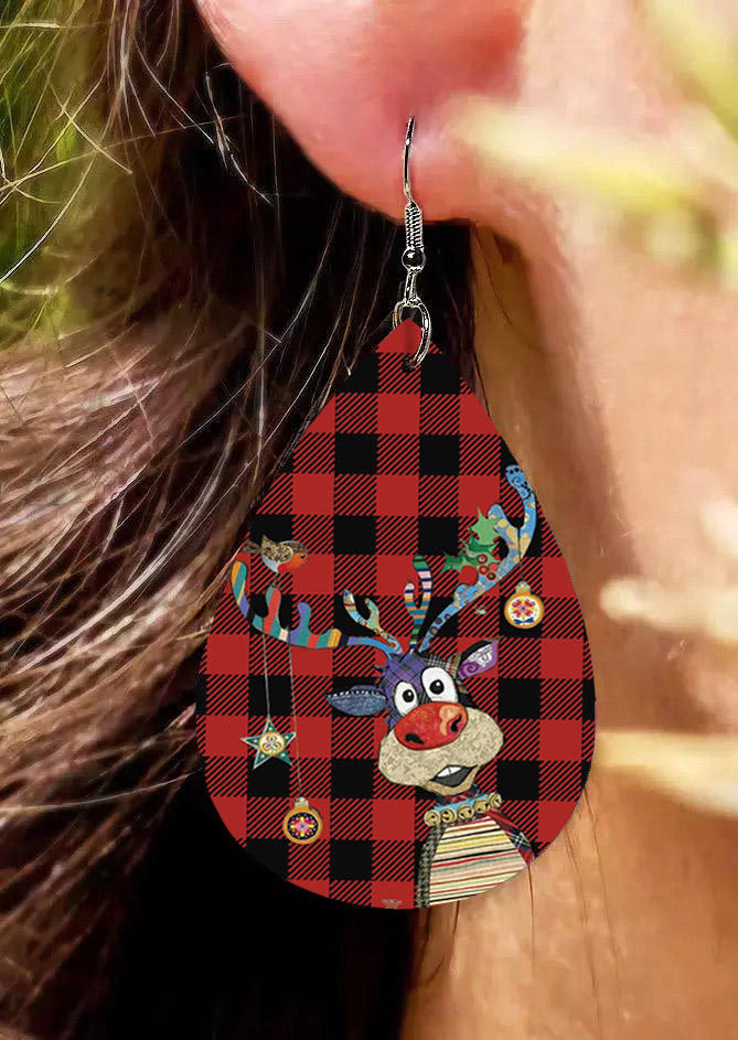 

Earrings Christmas Plaid Reindeer Earrings in Plaid. Size