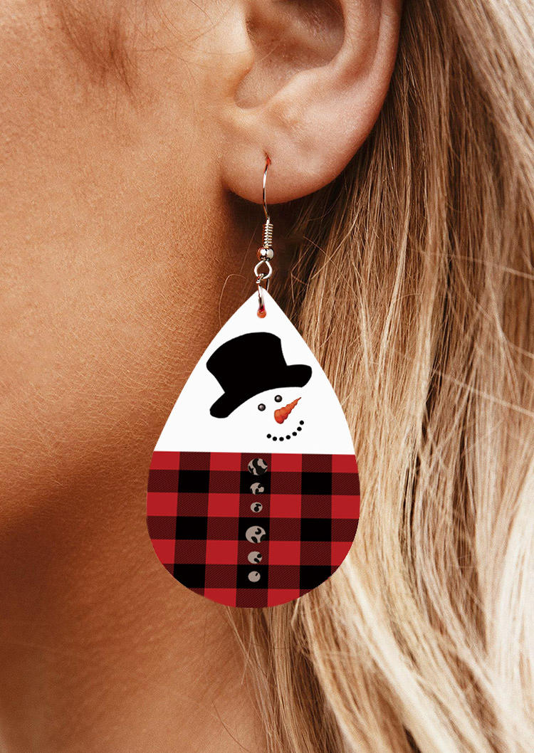 

Earrings Christmas Snowman Plaid Earrings in Red. Size