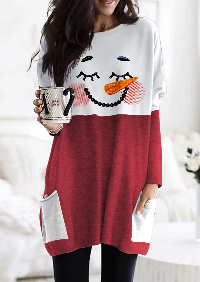 

Mini Dresses Christmas Snowman Pocket Mini Dress in Red. Size: ,XL