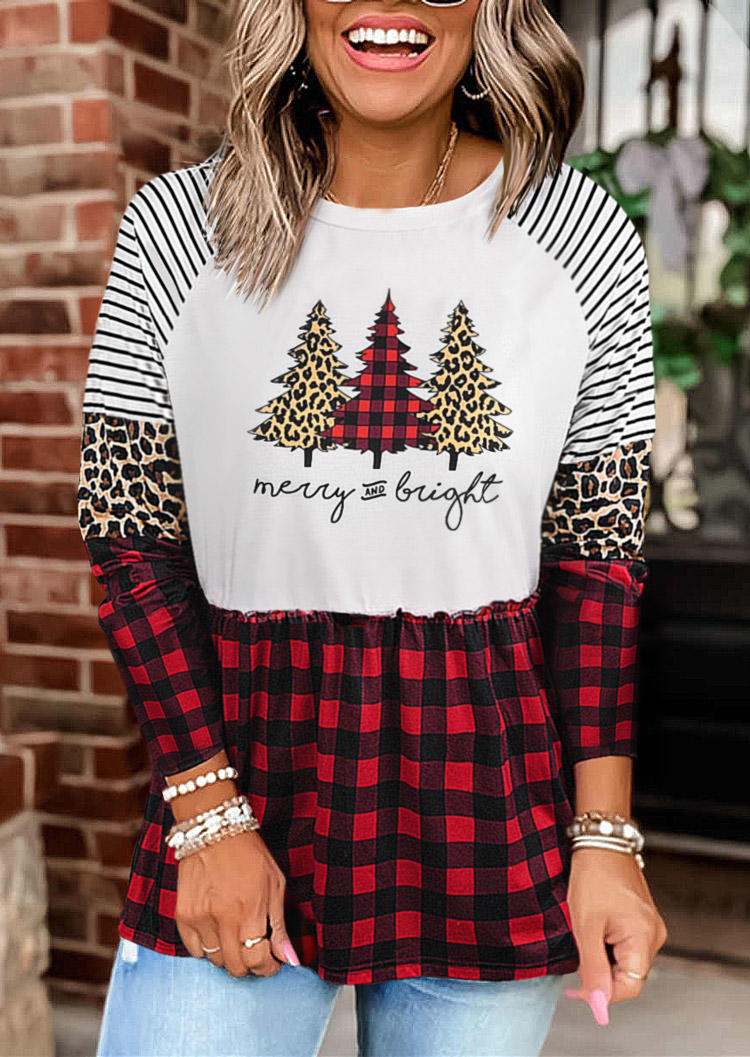 T-shirts Tees Merry And Bright Tree T-Shirt Tee in Red. Size: L,M,S,XL