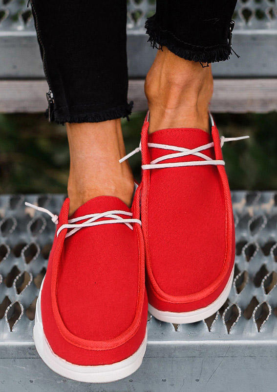 

Sneakers Slip On Flat Canvas Sneakers in Red. Size