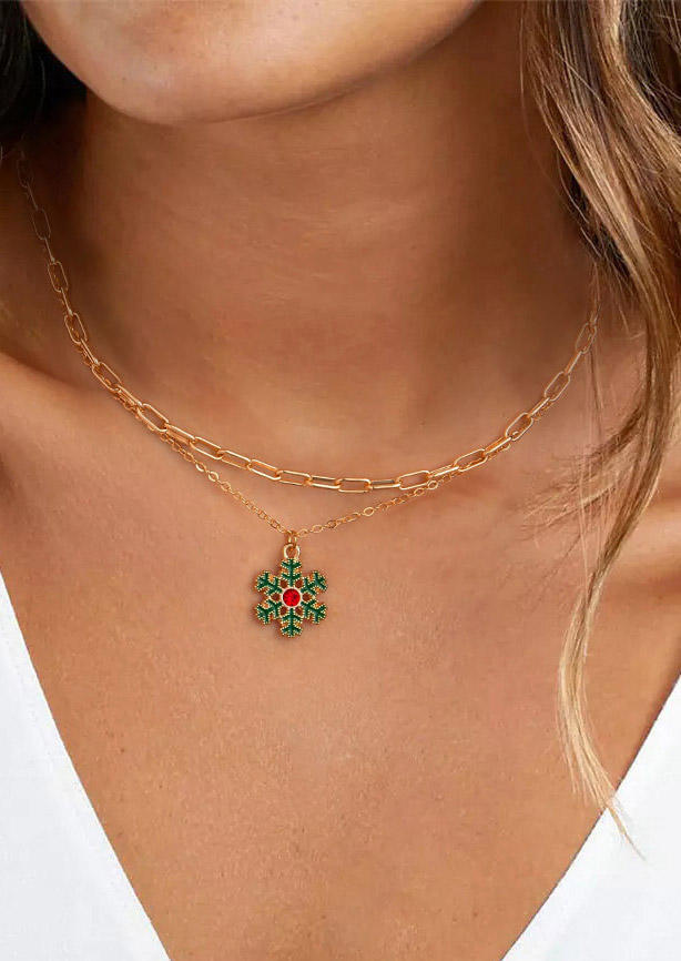 

Necklaces Christmas Snowflake Bells Dual-Layered Necklace in Pattern1,Pattern2. Size