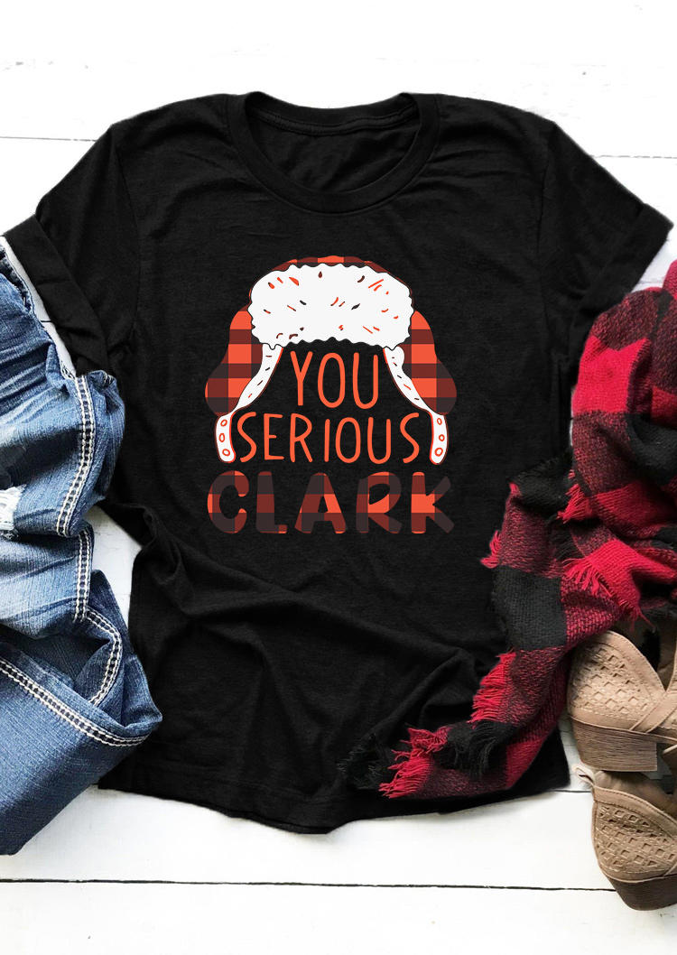T-shirts Tees Christmas You Serious Clark Plaid T-Shirt Tee in Black. Size: S,M,L