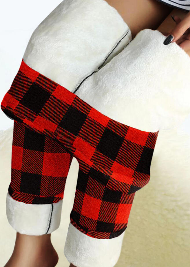 

Leggings Plaid Thickened Warm Fleece Leggings in Plaid. Size: ,M,L,XL