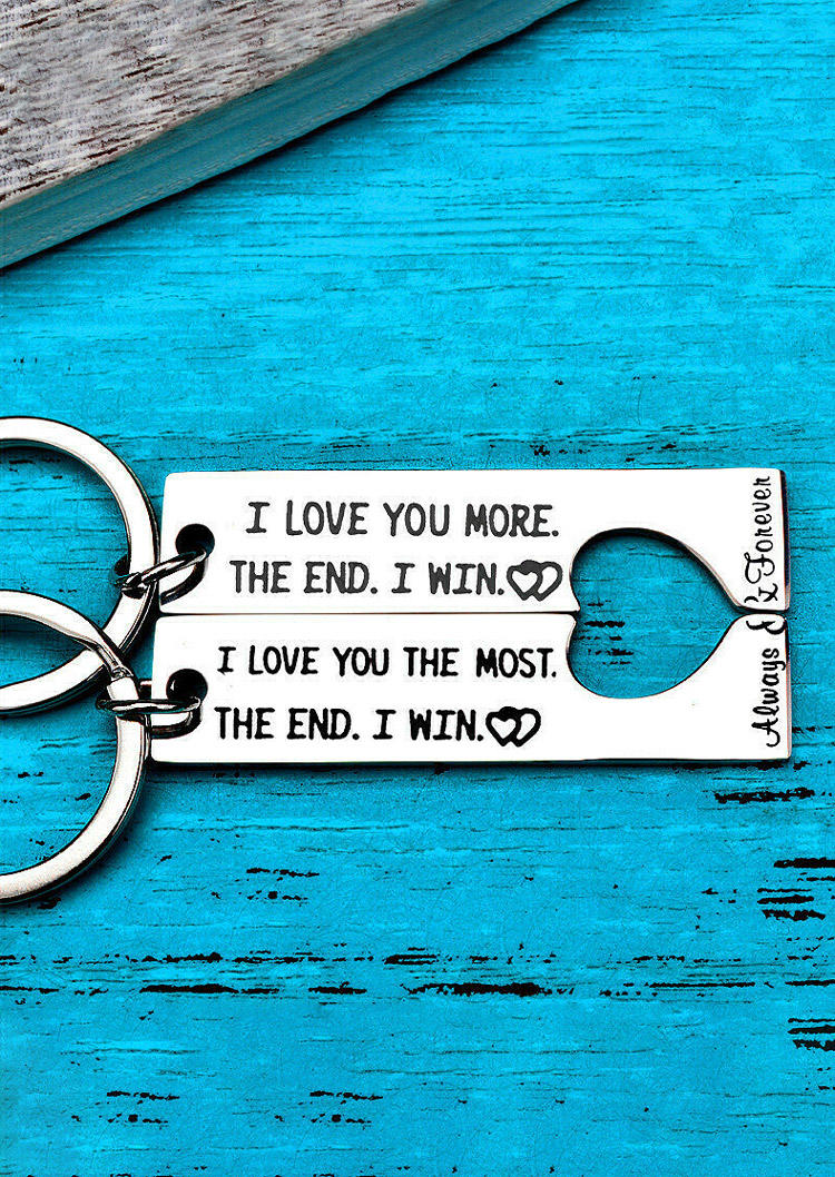 

Keychains I Love You More. The End. I Win. Keychain in Silver. Size