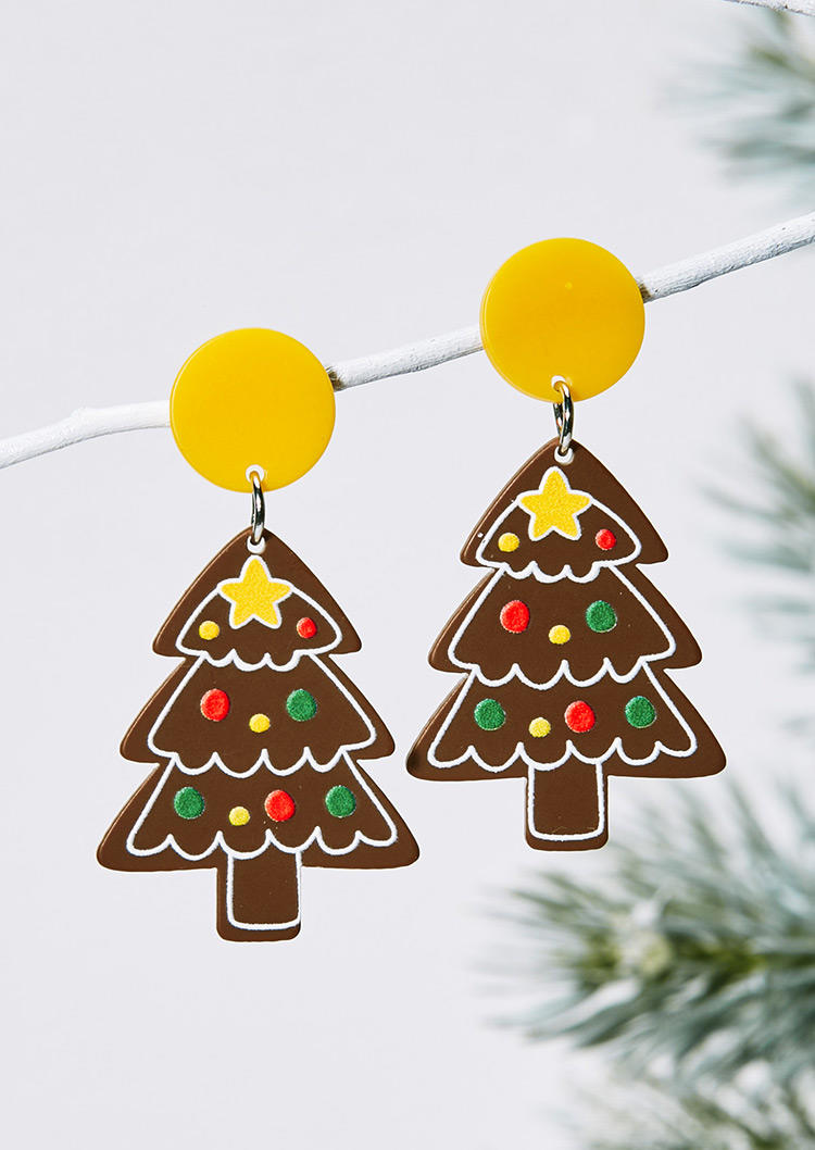 

Earrings Christmas Tree Pendant Stud Earrings in Yellow. Size