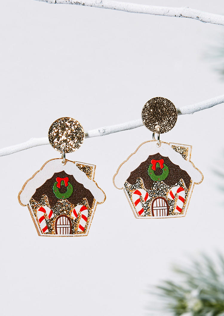 

Earrings Christmas House Snowman Drink Earrings in Pattern1,Pattern2. Size