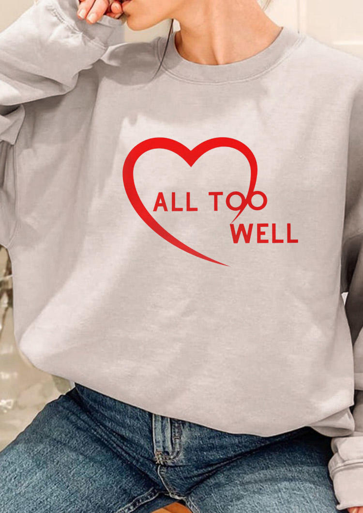 

Sweatshirts All Too Well Heart Long Sleeve Sweatshirt in Apricot. Size: ,M,L,XL