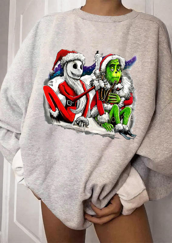 

Sweatshirts Christmas Cartoon Long Sleeve Sweatshirt in Light Grey. Size: ,M,L,XL