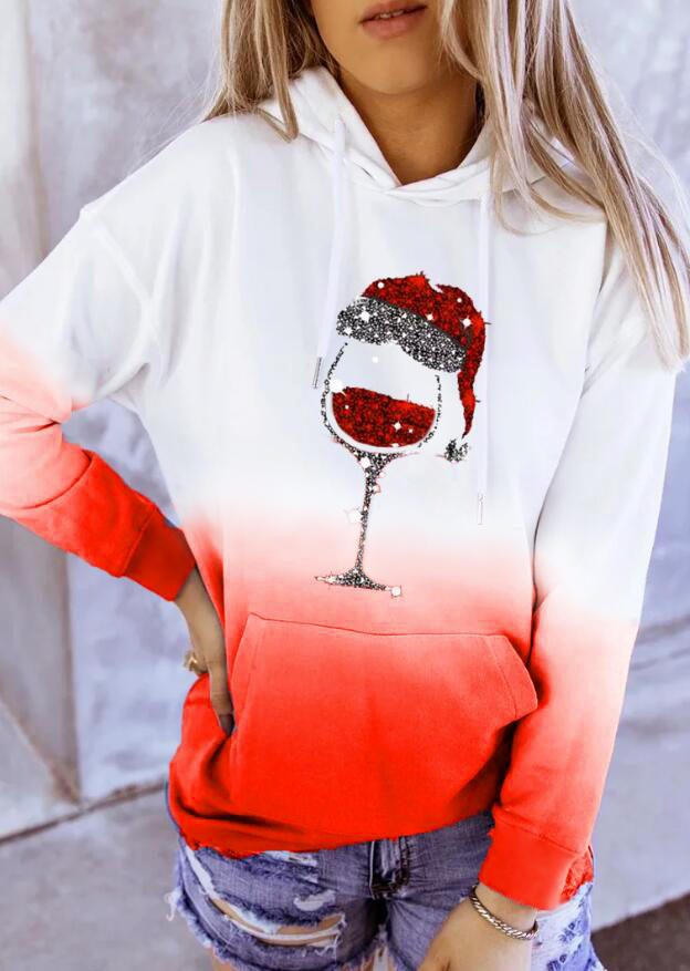 

Sweatshirts Christmas Hat Wine Glass Gradient Sweatshirt in Red. Size: ,M,L,XL