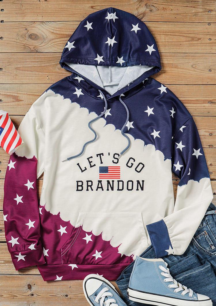 

Hoodies Let' Go Brandon Star Long Sleeve Hoodie in Multicolor. Size