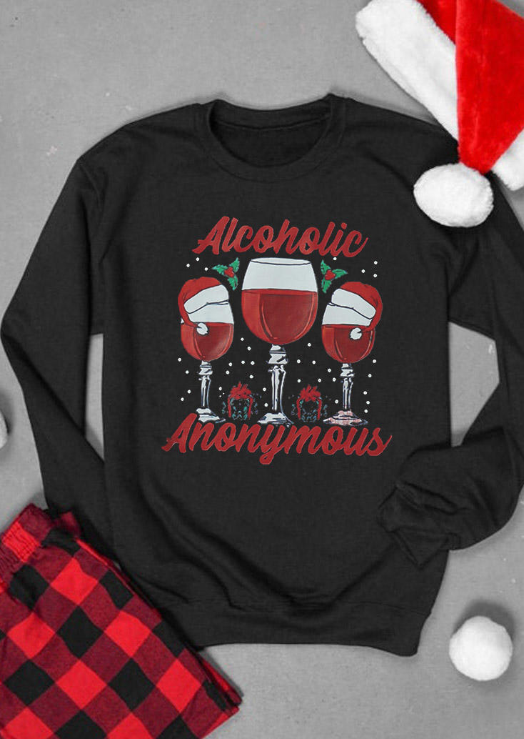 Sweatshirts Hat Wine Glass ic Anonymous Sweatshirt in Black. Size: L,M,S,XL