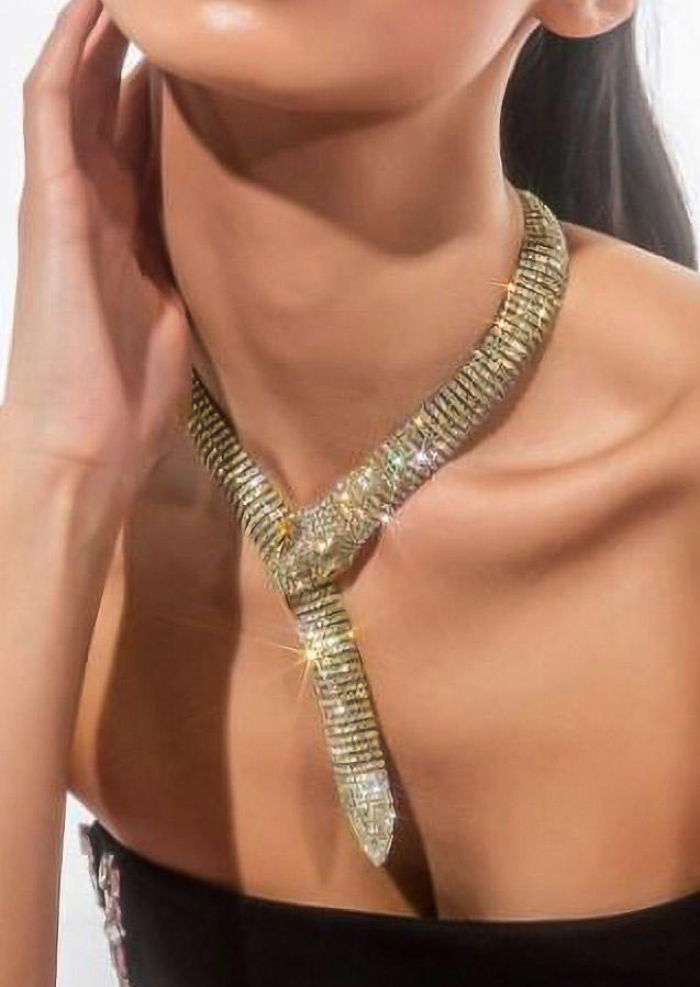 

Necklaces Snake Rhinestone Alloy Necklace in Gold,Silver. Size