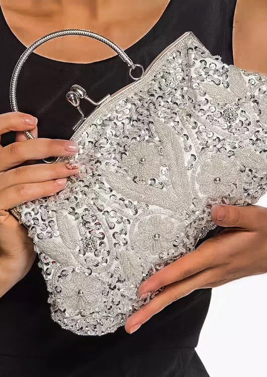 

Clutch Bag Beaded Sequined Clutch Bag in Black,Silver. Size