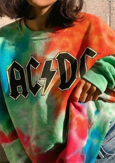 

Sweatshirts AC DC Tie Dye Long Sleeve Sweatshirt in Multicolor. Size: ,M,L,XL