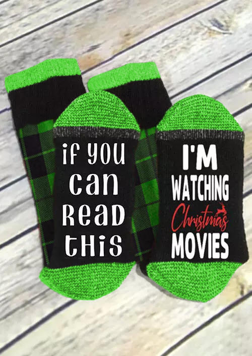 

Crew Socks Plaid I'm Watching Christmas Movies Crew Socks in Green. Size