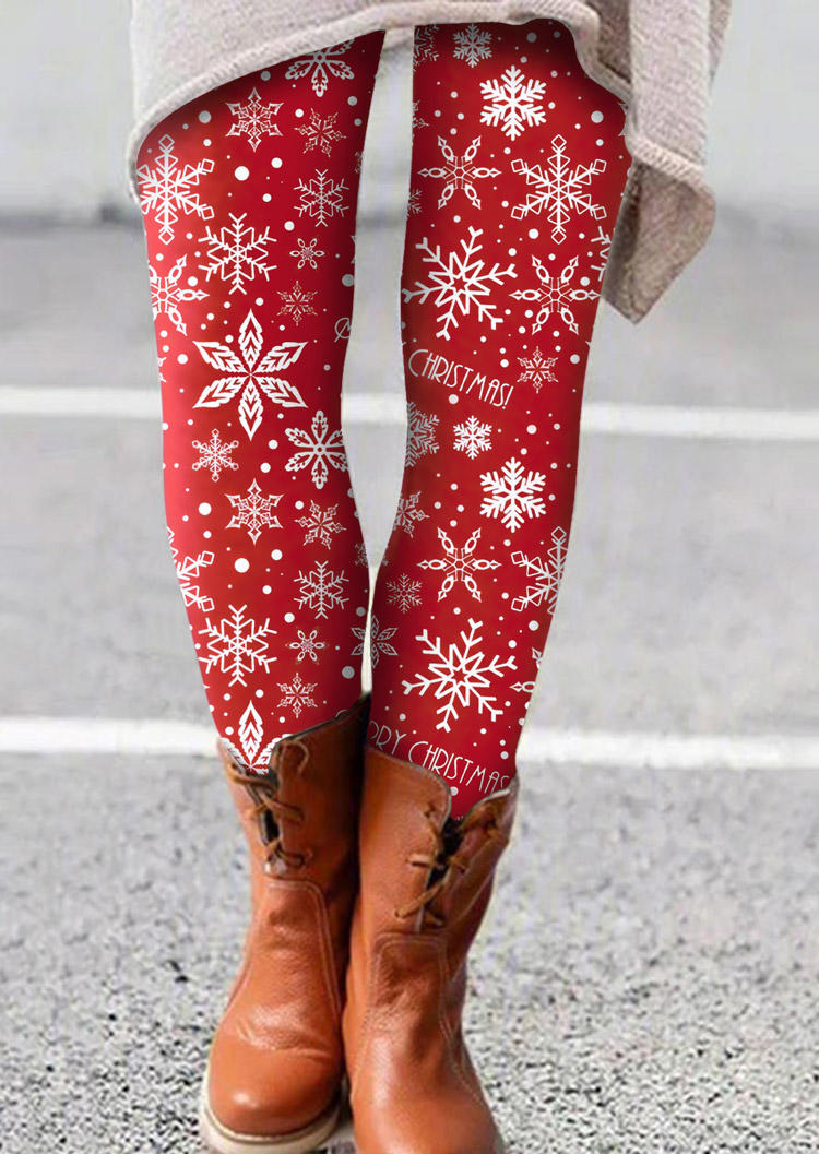 

Leggings Merry Christmas Snowflake Leggings in Red. Size