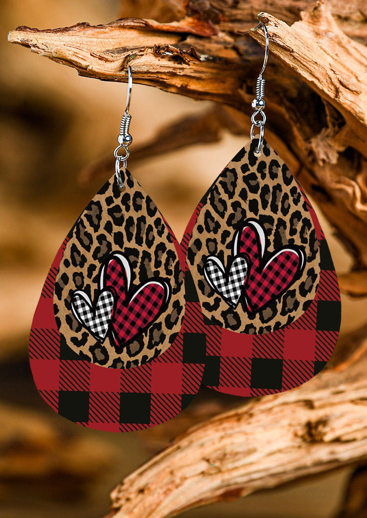 Earrings Valentine Leopard Plaid Heart Double-Layered Earrings in Multicolor. Size
Earrings Valentine Leopard Plaid Heart Double-Layered Earrings in Multicolor. Size