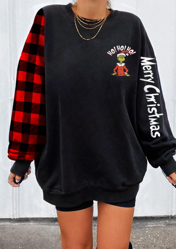 

Sweatshirts Merry Christmas Plaid Cartoon Sweatshirt - Blouse in Black. Size: M