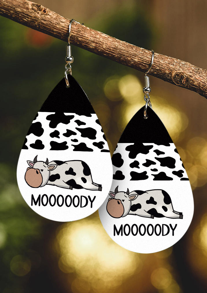 Mooooody Cow Water Drop Earrings
