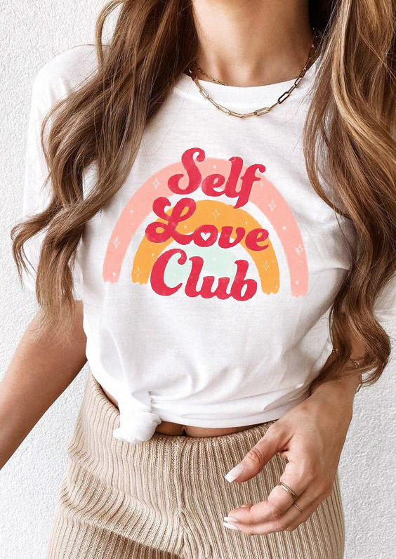

T-shirts Tees Self Love Club Rainbow T-Shirt Tee in White. Size: ,M,L,XL
