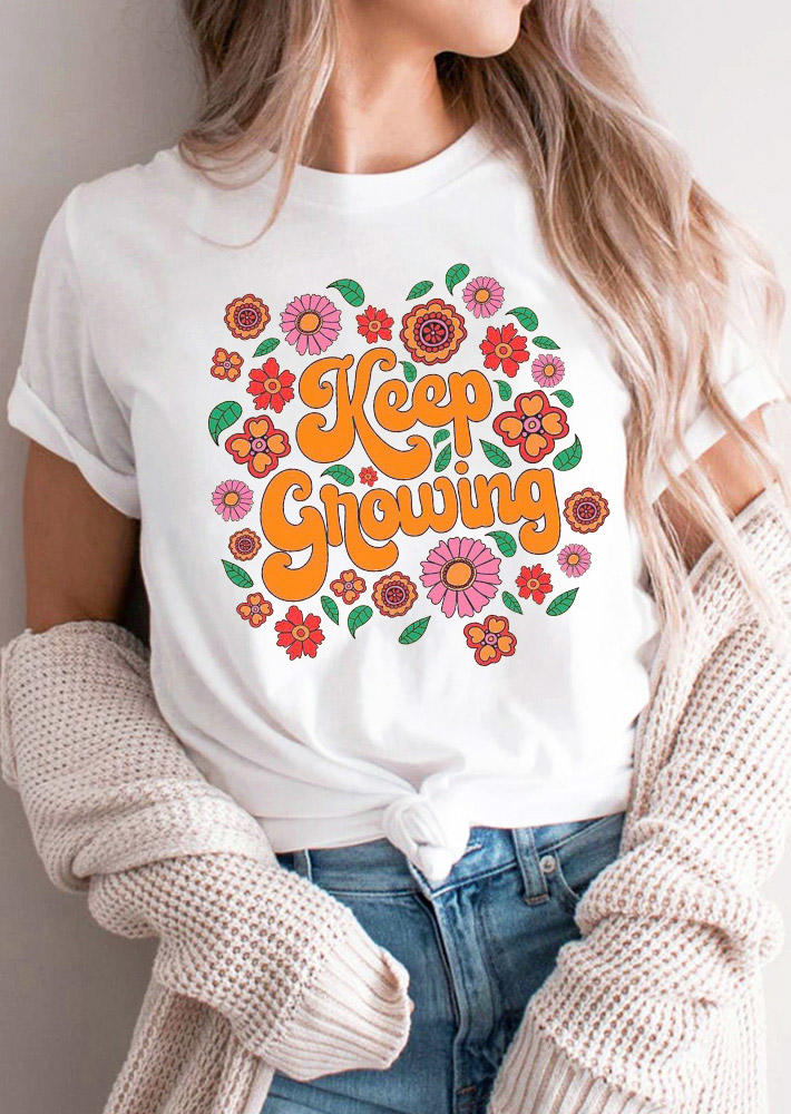 

T-shirts Tees Keep Growing Floral T-Shirt Tee in White. Size: ,M,L,XL