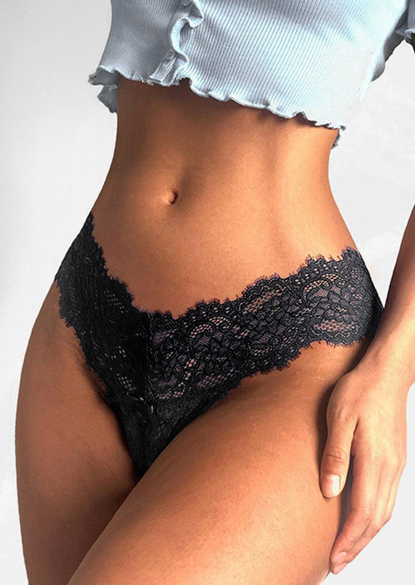 

Lingerie Lace Hollow Out Panties in Black. Size