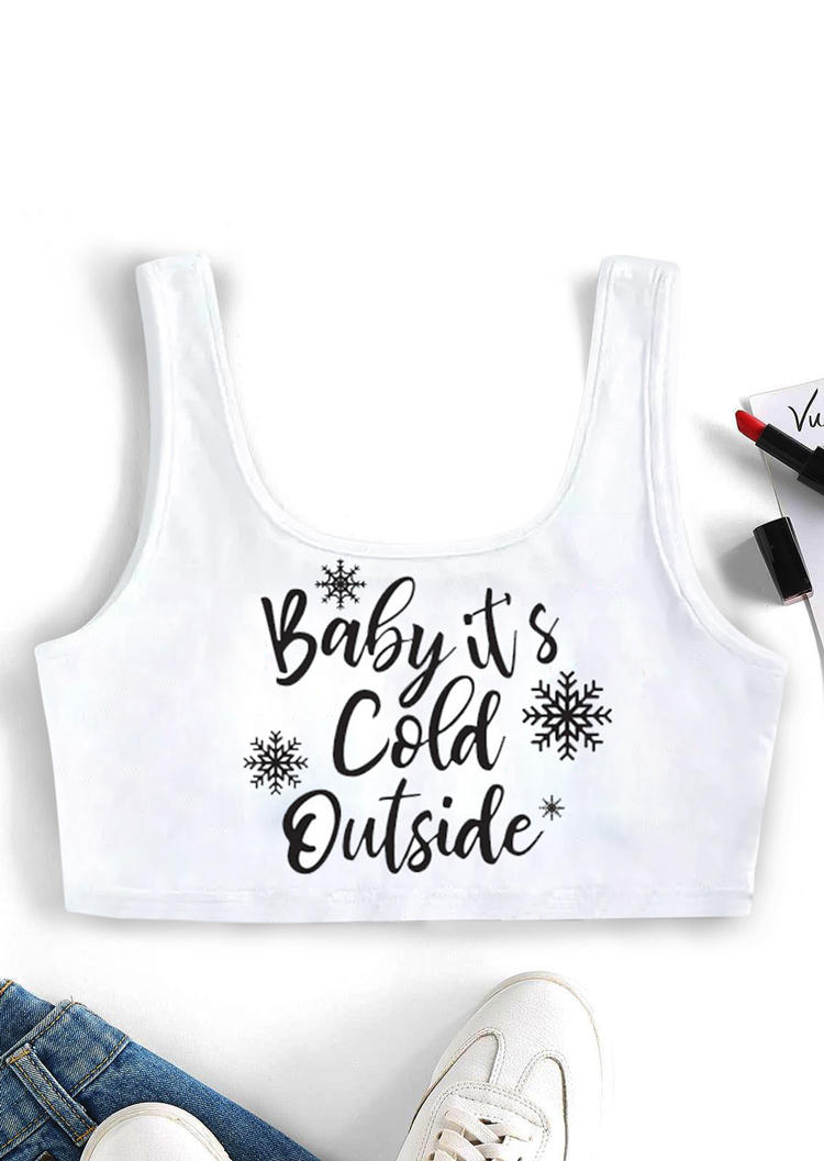 

Crop Tops Baby It' Cold Outside Crop Tank Top in White. Size: ,M,L,XL