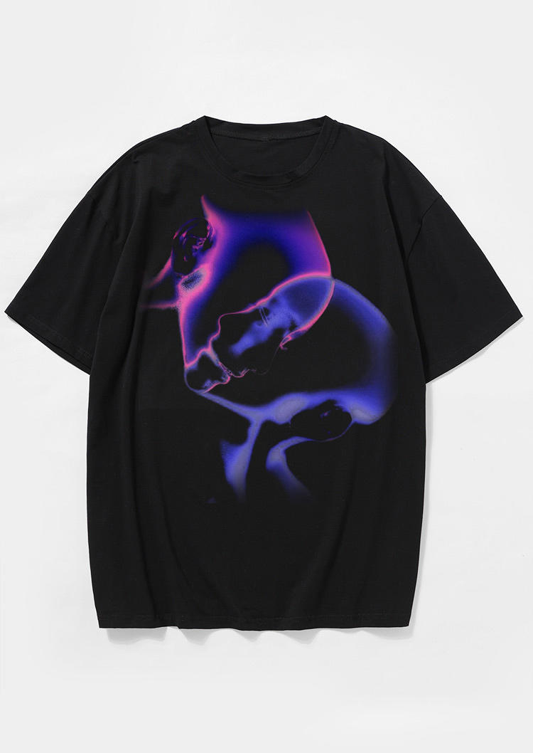 

T-shirts Tees Valentine Lovers Kiss O-Neck T-Shirt Tee in Black. Size: ,M,L,XL