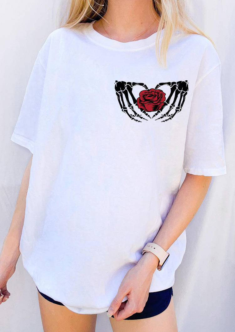 

T-shirts Tees Skeleton Rose T-Shirt Tee in White. Size: ,M,L,XL