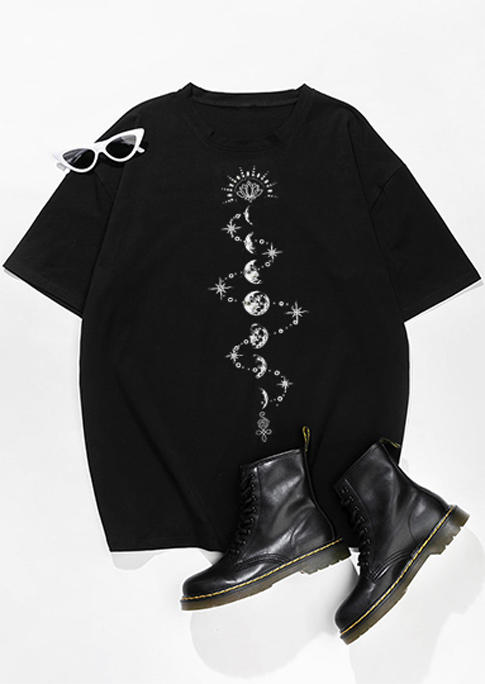 

T-shirts Tees Sun Moon Star Oversized T-Shirt Tee in Black. Size: ,M,L,XL