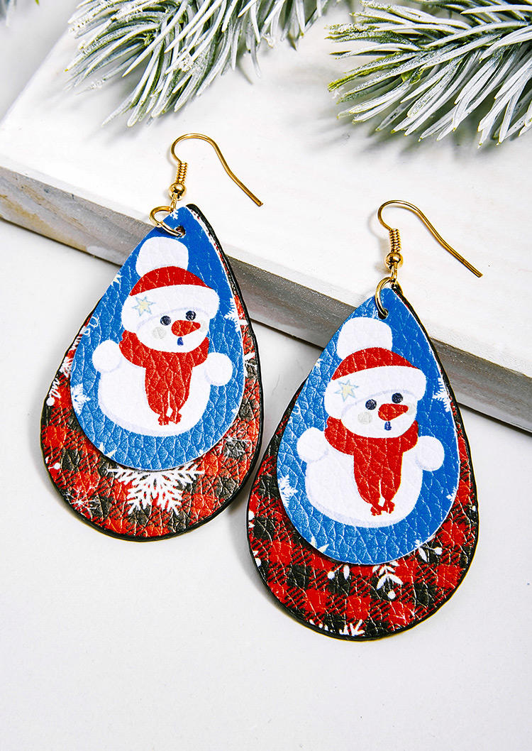 

Earrings Christmas Snowman Santa Claus Plaid Earrings in Pattern1,Pattern2. Size