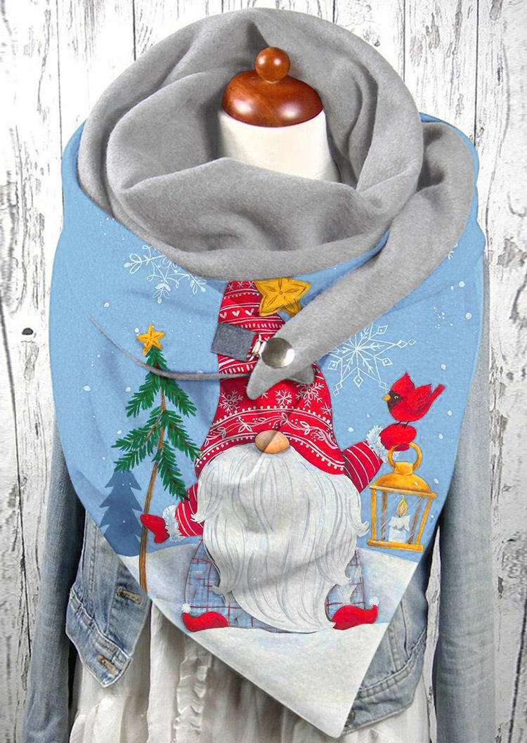 

Scarves Christmas Tree Gnomies Snowflake Scarf in Blue. Size